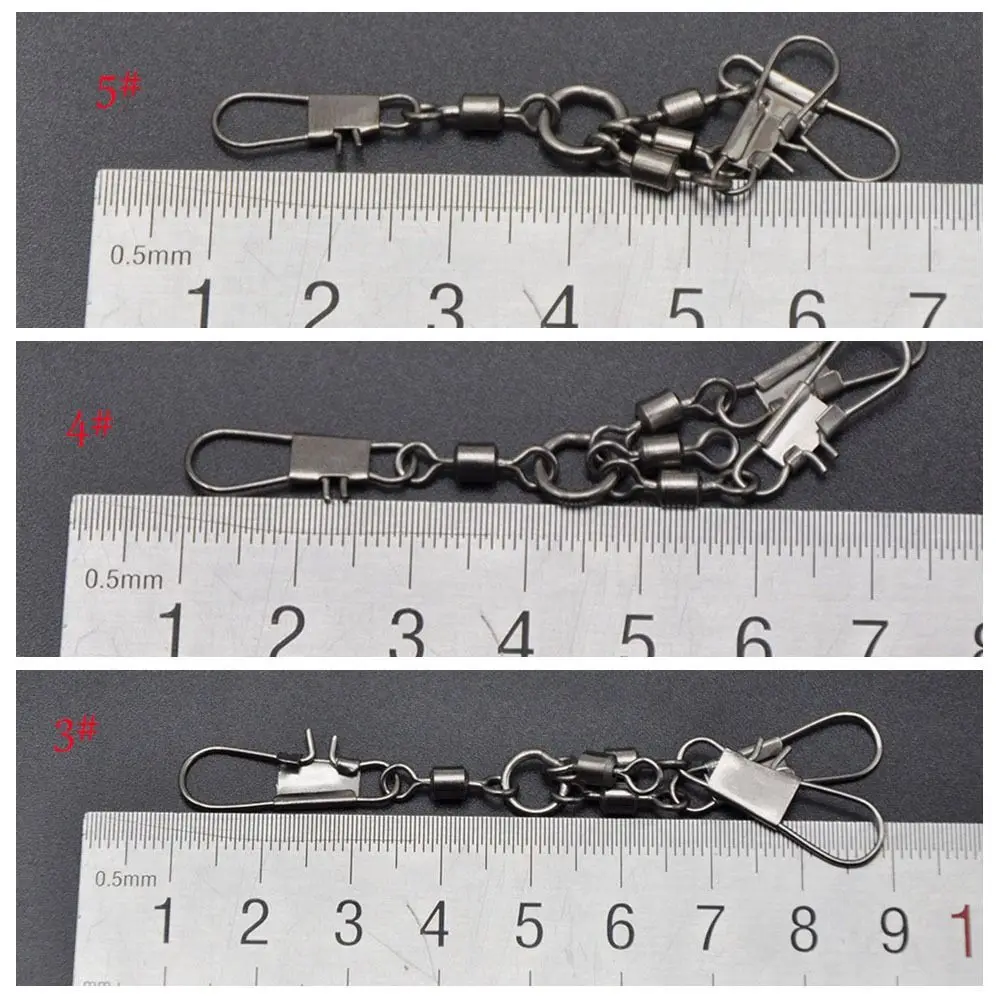 

Hot 3Way Fishing Snap Connector with Pin Solid Ring Bearing Barrel Rolling Swivel Stainless Steel Sea Fishing Heavy Duty Ball