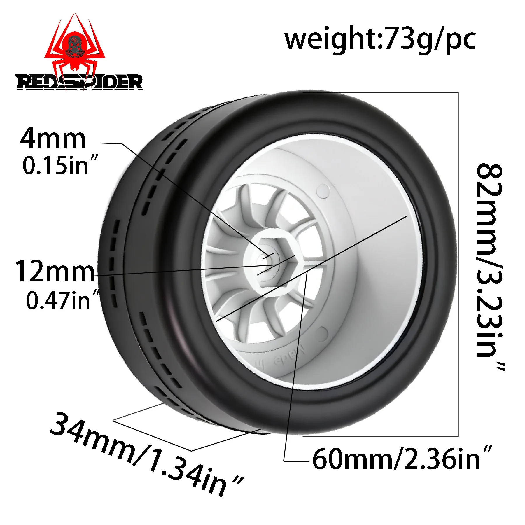 4-teilige RC-Rad- und Reifenkombination für 1/8 1/9 HPI WR8 und Carisma Rallye-Autos, passend für Ford GM Business-Modelle