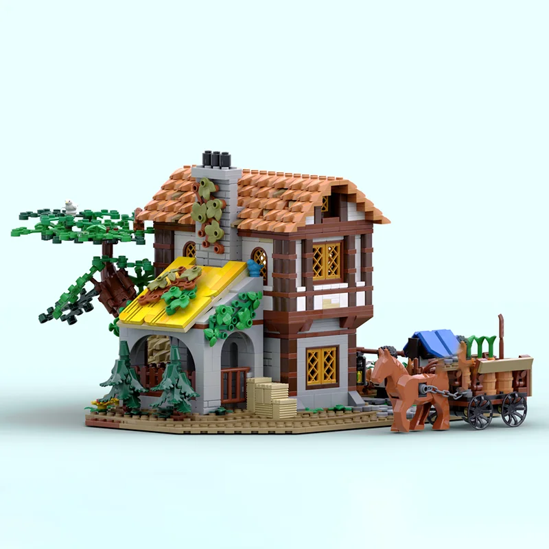 Medieval Castle Moc Building Blocks Bear Medieval Farm Technology Bricks Christmas Assembly Street View Toy Constructrion Gifts - view 5