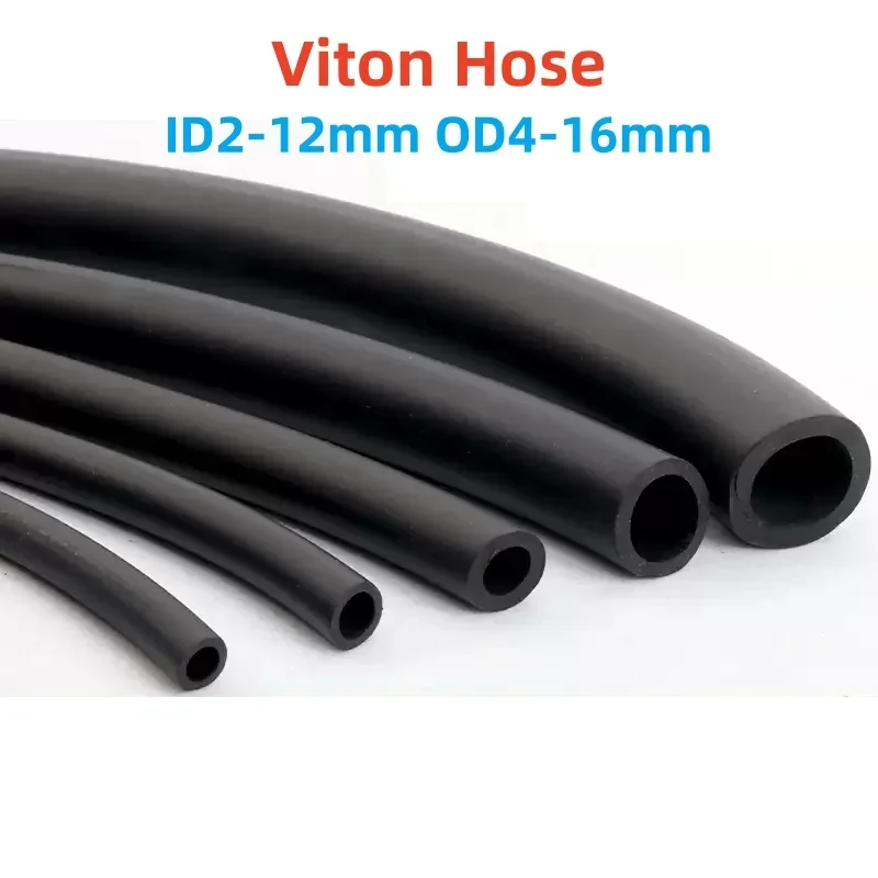 1Meter Fluorine Rubber Hose ID:2-12mm OD:4-16mm Viton Hose Acid alkali high temperature corrosion resistance