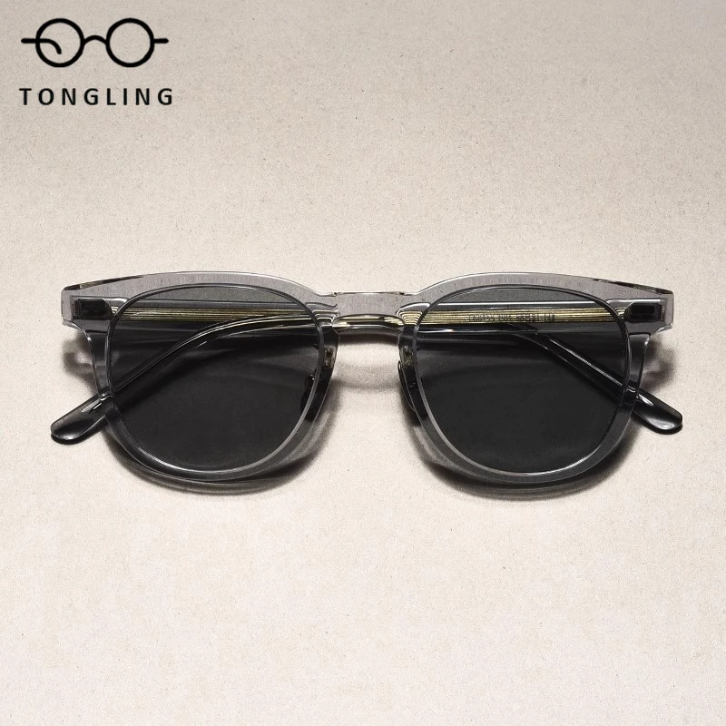 

2025 High-Quality Fashionable Women Round Retro Premium Acetate Men Sunglasses Supporting Custom Logos and Prescription Lenses