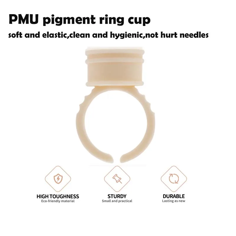 500pc Disposable Permanent Makeup Pigment Ring Cup Silicone Tattoo Ink Ring Holder Ring for Microblading Eyebrow Lip Pigment PMU