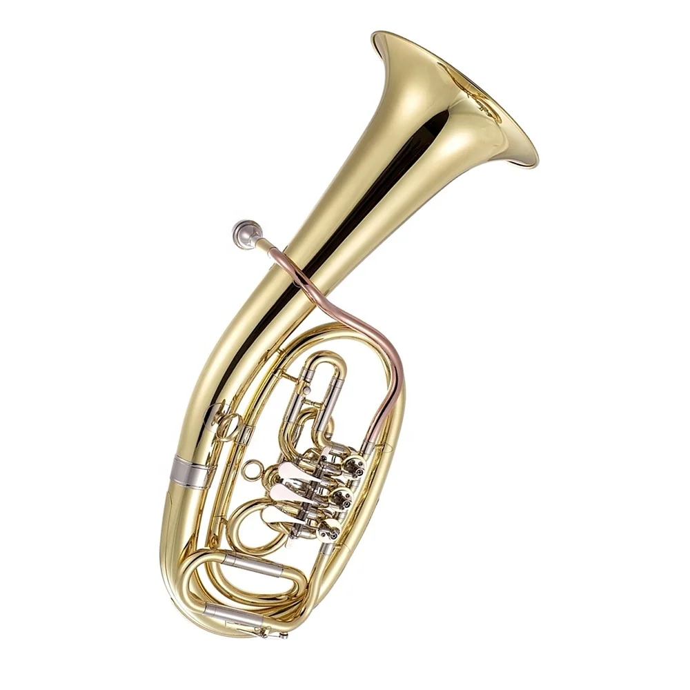 

JYBT736 Rotary Gold Baritone Труба Тон BB Мельхиор Латунь Лаковая отделка для студентов