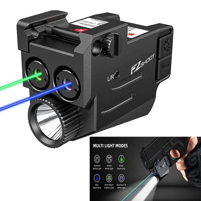 

EZshoot Dual Laser Beam for Gun 700 Lumen Compact Blue Green Laser Tactical Pistol Light Combo Compatible with Glock Rechargeabl