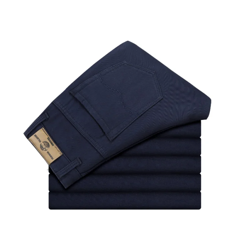 Pantalones casuales de negocios de moda clásica para hombres, pantalones sueltos y versátiles, pierna recta elástica, pantalones de trabajo formales de Color sólido, tamaño 28-38