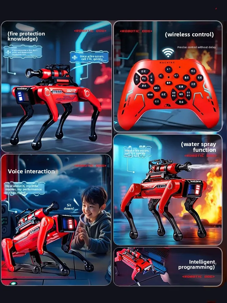 リモコン AI 消防ロボット犬 水スプレーでプログラム可能 新年ギフト ハロウィンギフト 誕生日プレゼント