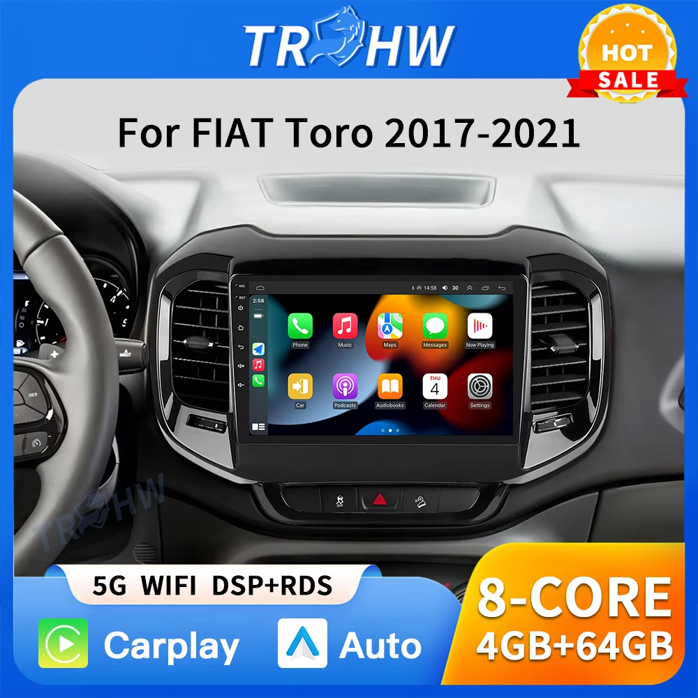 

For FIAT Toro 2017 2018 2019 2020 2021 Car Radio Navigation Multimedia Player GPS WiFi+4G DSP wireless Carplay Auto