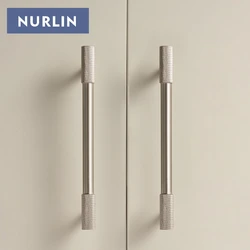Nurlin Solid Brass Nickel Brushed Silver Knurled Classic Luxury Cabinet Knobs Furniture Door Handle Available In Multiple Sizes.