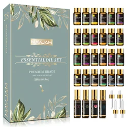 Ensemble d'huiles essentielles naturelles, produit comprenant un diffuseur d'arôme, comme la rose, lavande, vanille, sauge, cadeau idéal pour la douche, un massage, soulagement du stress, 28 pièces fournies