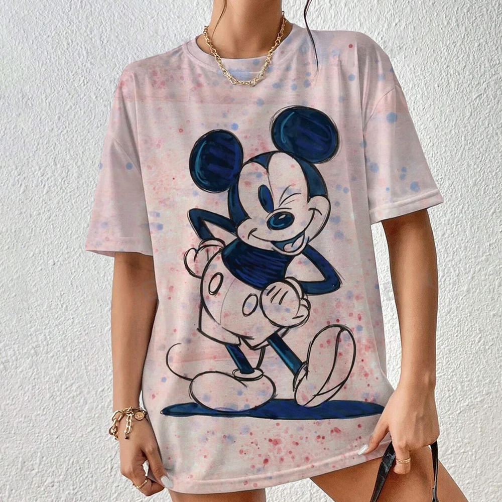 New Style T-Shirt Women Disney Mickey Mouse print Top Fashion Women\'s Oversized Clothes Tees Summer Crew Neck Blouse Original