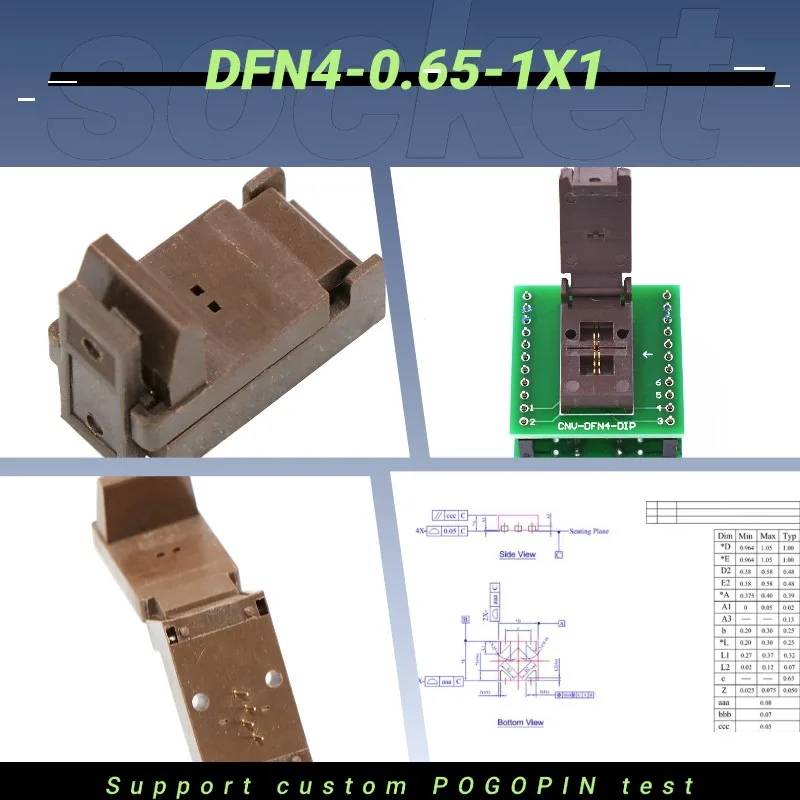 DFN4-0.65/DIP4 Conversion Socket, High-Temperature Resistant for RF Module, Sensor IC, Industrial Control Board