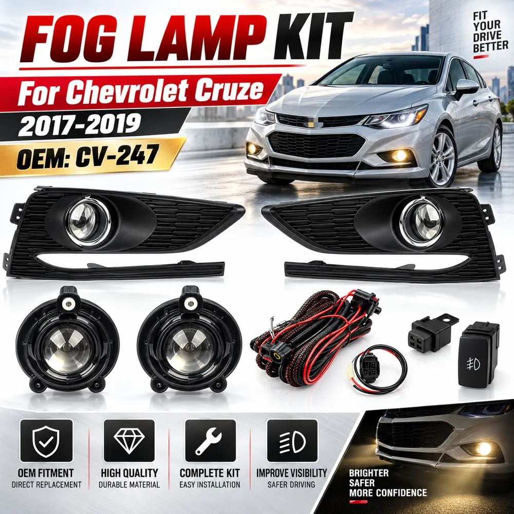 Fog Light Kit For Chevrolet Cruze 2017 2018 2019 Front Bumper Driving Lamp Left Right Pair with Switch Wiring CV-247 ﻿