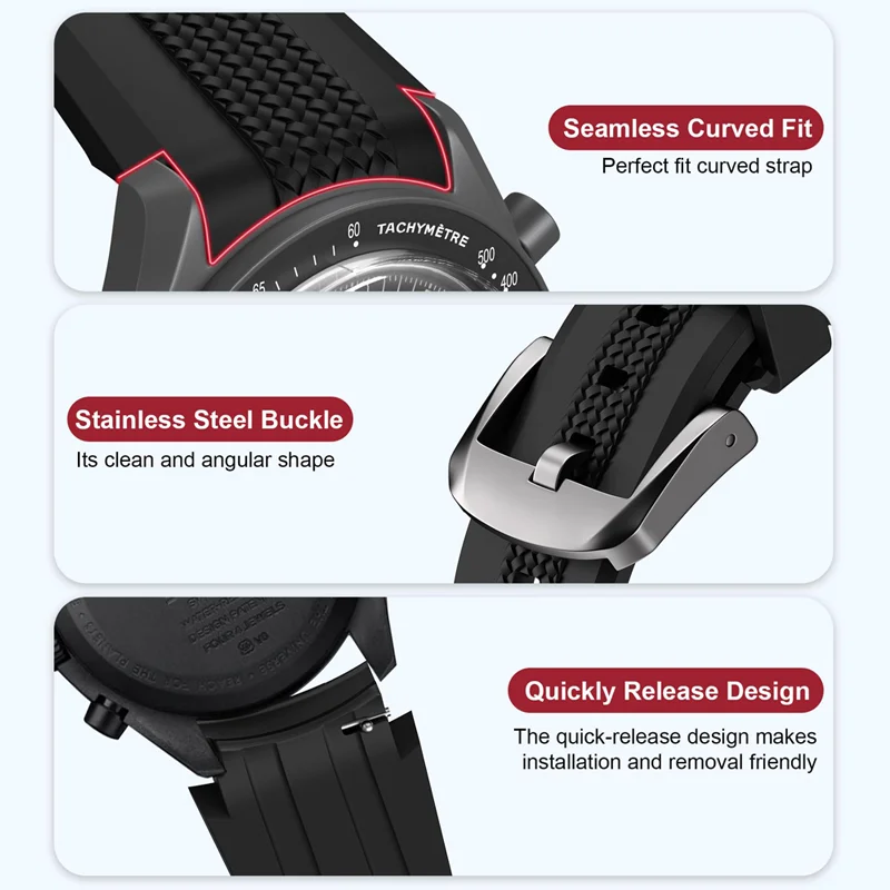Pulseira de silicone de 20mm para omega x swatch speedmaster moonswatch sem lacuna, pulseira de extremidade curvada de substituição para omega x swatch