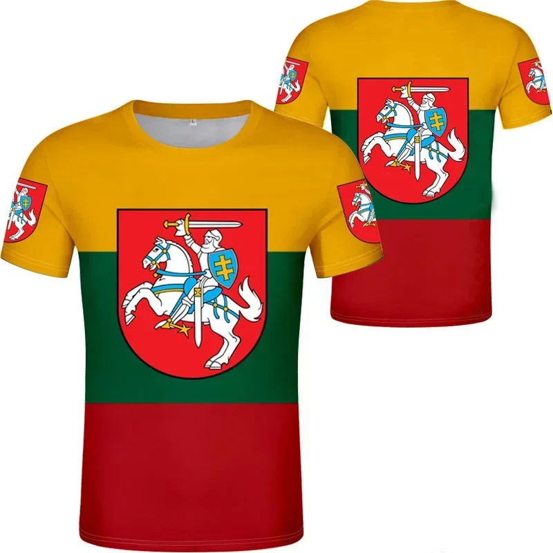 

2024 new Lithuanian flag graphic 3D printed T-shirt Lithuanian national emblem men's tops casual fashion T-shirt