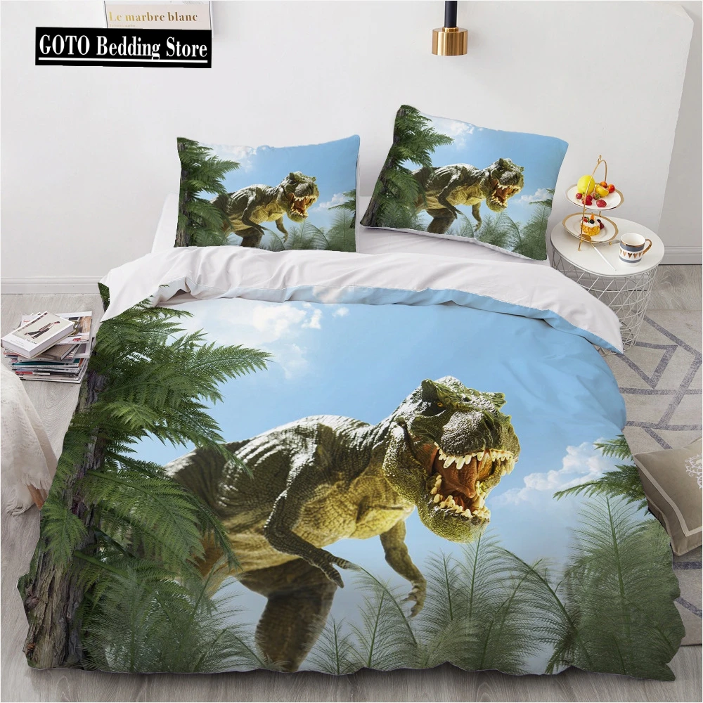 

Dinosaur Jurassic Bedding Set Winter Duvet Cover with Pillowcases 3 Pcs Bed Set Queen Size Juego De Cama Home Textile Kids adult