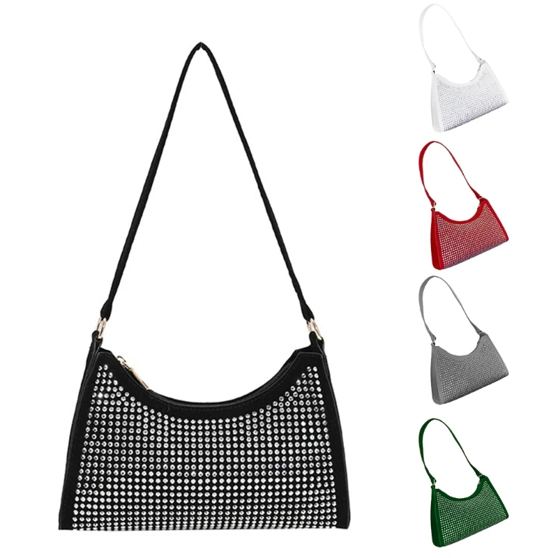 

Fashionable Purse with Shimmering Diamonds Relaxed Single-Shoulder Handbag Casual Perfect for Casual & Special Occasions