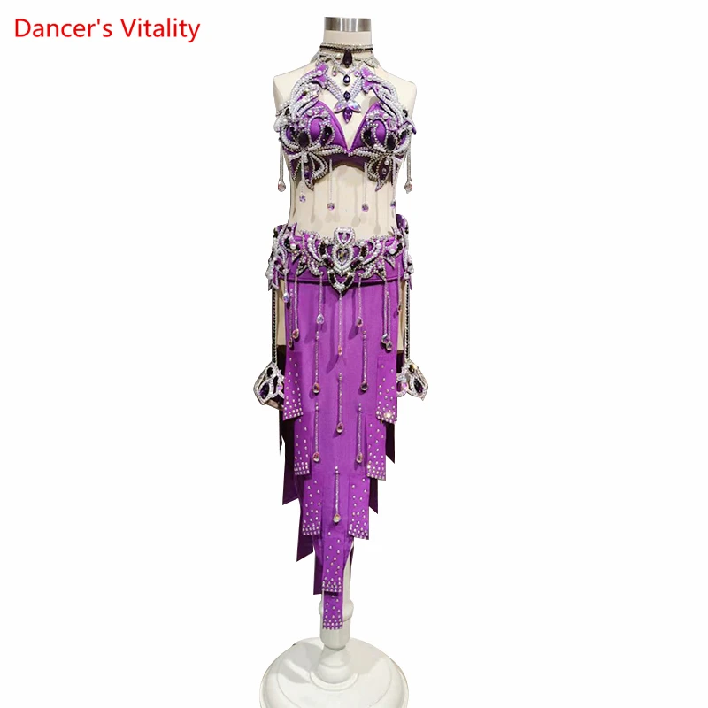 Belly Dance Inspired Performance Clothes 2022 New Tassel Short Skirt Race Costumes Customization Adult Children Oriental Outfit