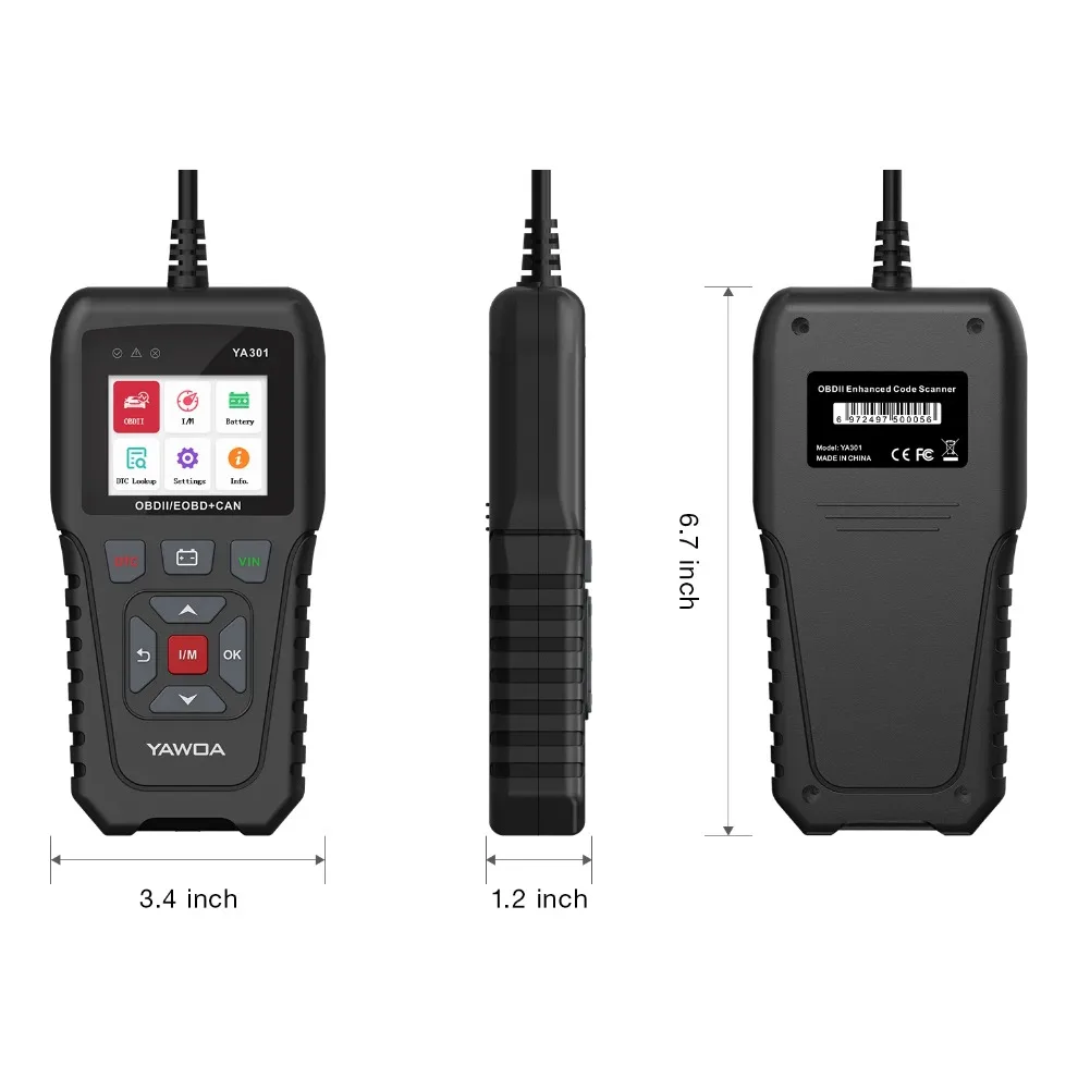 YA301 OBD2 code reader battery tester YA-301 OBDII scanner tool Full  Functions free update PK KW850 CR3001