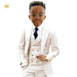Boys formal suit 3 piece suit (jacket, green collar vest + trousers) custom wedding birthday queue celebration suit