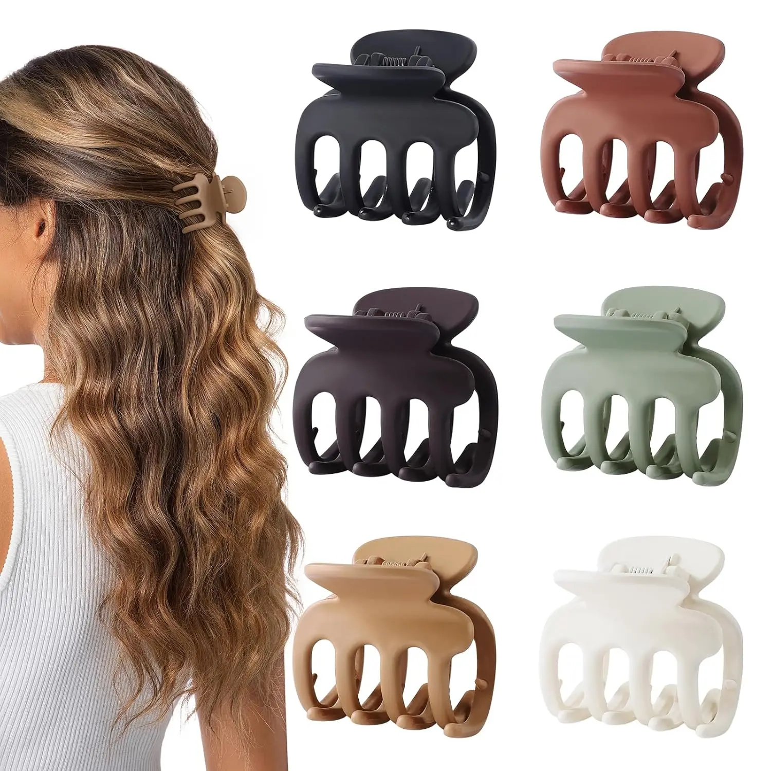 

6 Pcs Hair Clips Small Claw Clips for Thin Hair Medium Matte Non-slip Hair Accessories for Women and Girls (Brown)