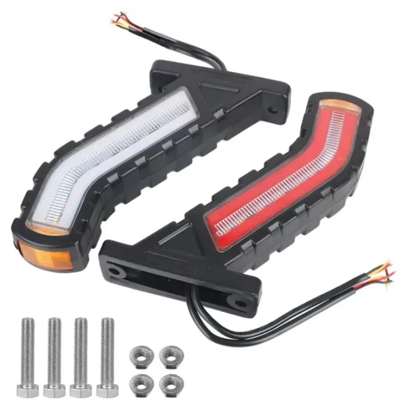 2 pcs Dynamic Flowing LED Side Marker Lights 12V/24V Waterproof - Enhanced Turn Signal Safety for Trucks & Trailers