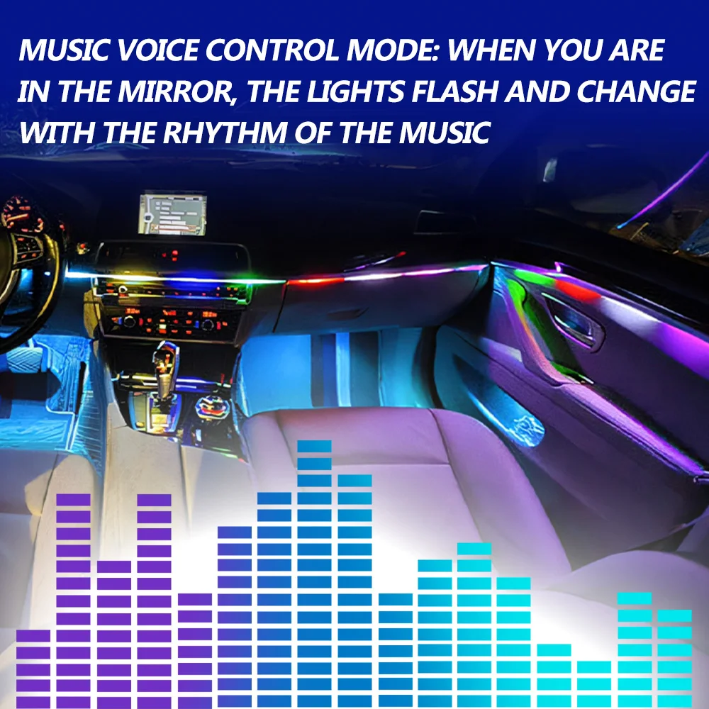 Automobile LED Neon Light Universal Version Hide Phantom Color APP Control Vehicle Mounted LED Light 18in1 Automobile Supplies