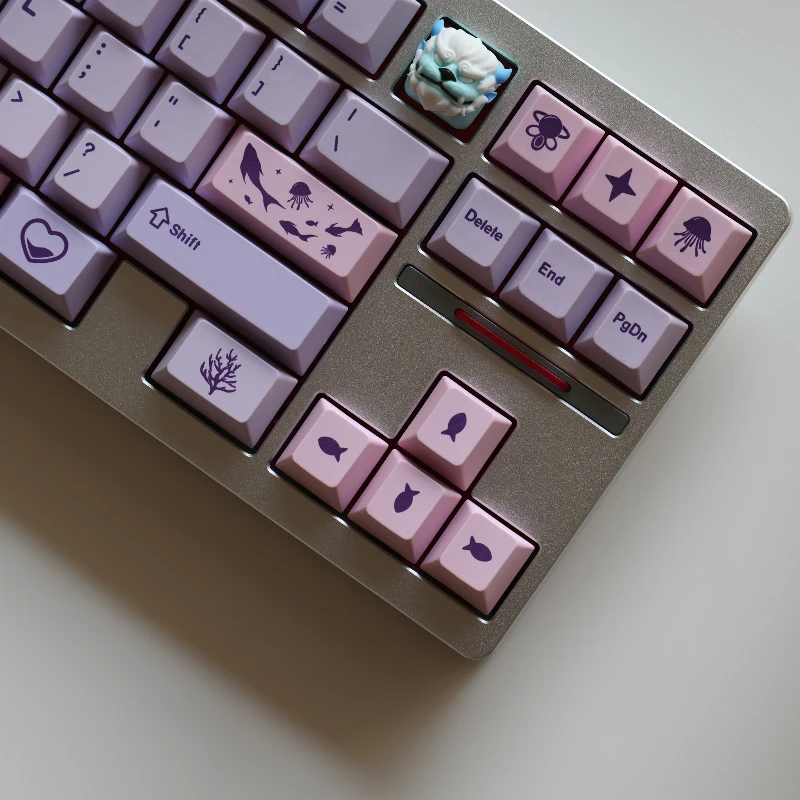 MOMOKA Sangonomiya Kokomi Theme Keycap Set Purple Cherry PBT Dy-sublimation Keycaps Mechanical Keyboard Accessories Gamer Gifts