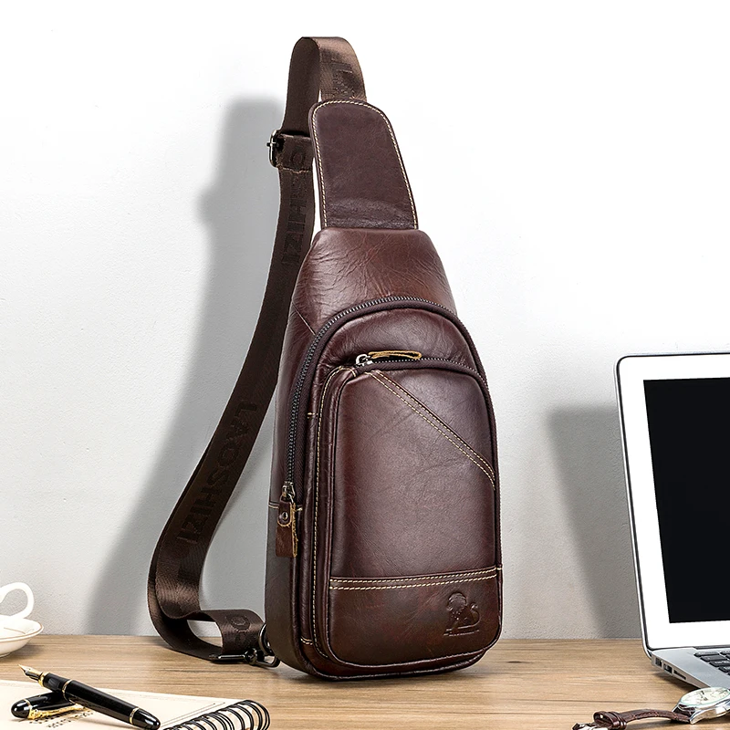 Męska torba na klatkę piersiowa ze skóry bydlęcej, napletek z prawdziwej skóry, męska torba crossbody ze skóry bydlęcej, torba na ramię o dużej pojemności