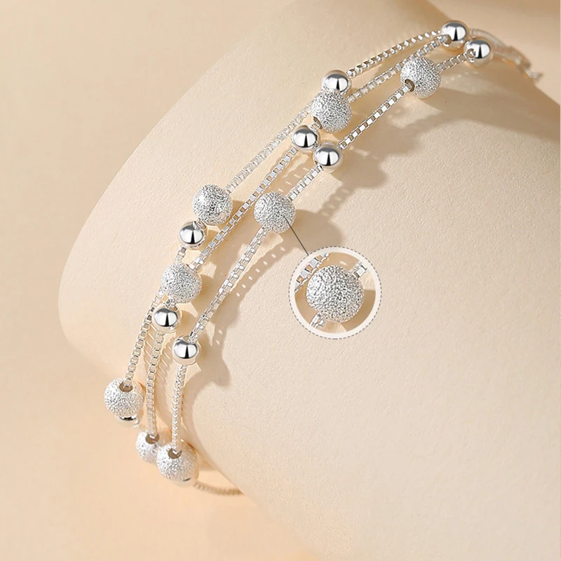 Silver Bracelets For Women Vintage Original Bead Charm Bracelet Elegant Multilayer Adjustable Bracelet Party Wedding Jewelery