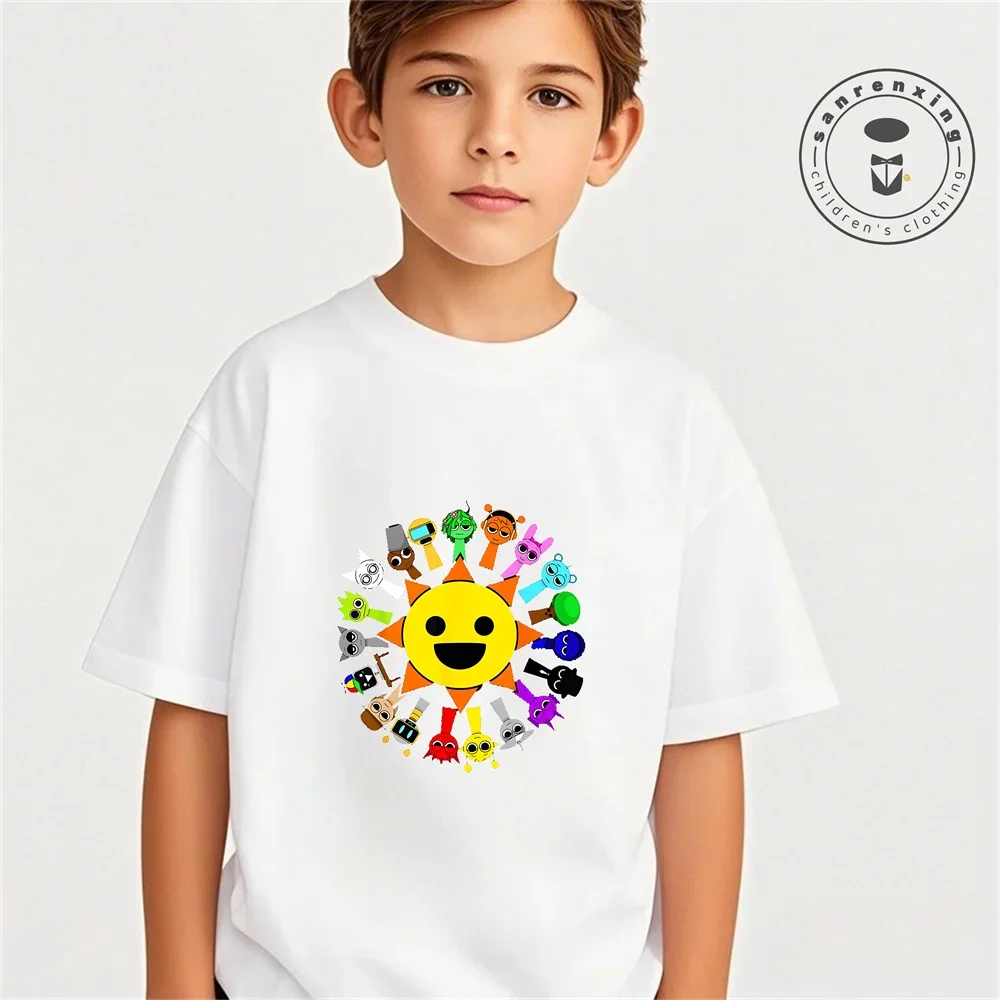 Y2K الاطفال القطن التي شيرت إيقاع صندوق طباعة الشارع الشهير Harajuku الأمريكية الهيب هوب نمط قصيرة الأكمام تي شيرت بنين بنات لباس غير رسمي