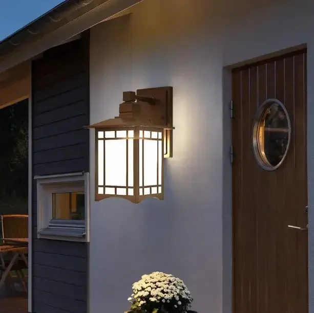 Outdoor wall lamp Chinese style simple villa store waterproof and moisture-proof aluminum LED lamp balcony wall lamp