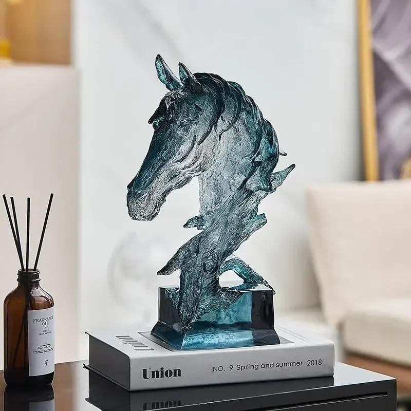 Home Decor Horse Sculptures Nordic Room Decor Transparent Horse Head Figurines Office Herbst Deko Halloween Decororation