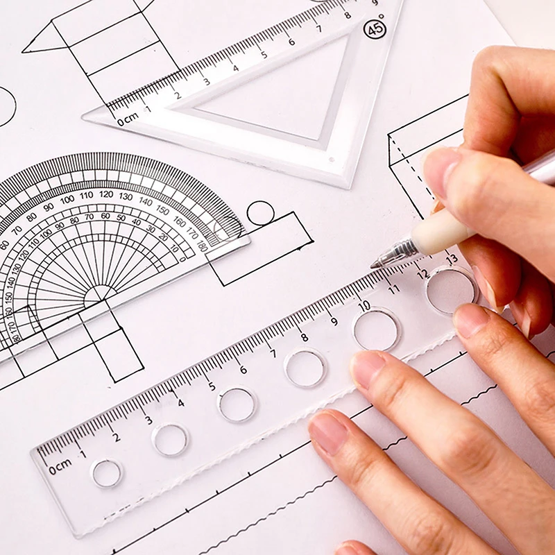 4 pçs/set dos desenhos animados bonito capivara régua ângulo transferidor triângulo régua multifuncional ferramentas de medição estudante papelaria