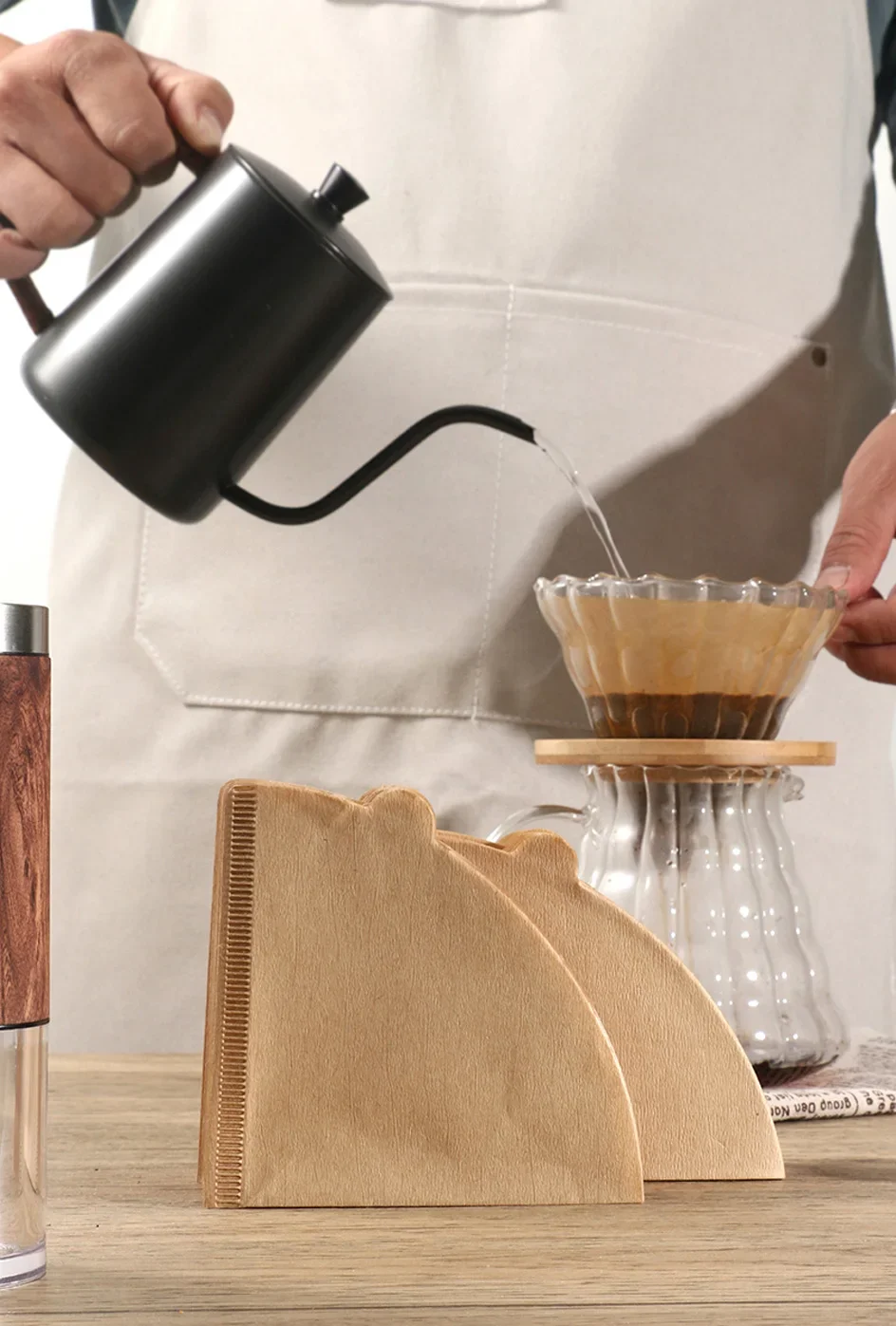 Ungebleichte Natürliche Holzfaser-Kaffeefilter, 60-Grad-Konus Pour-Over Tropfpapierfilter V01/V02, 40/100 Stück Packung – Detail 11
