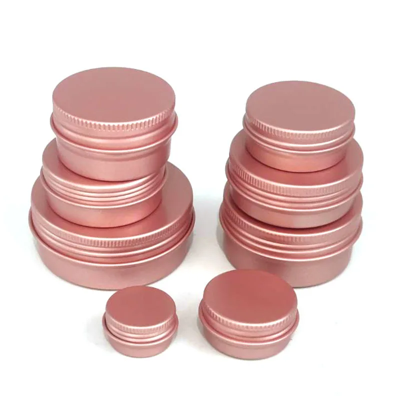 1 szt. Różowe złoto aluminiowe słoiki na krem ​​do makijażu pojemnik na balsam do ust pusta świeca puszki na herbatę metalowe pudełko