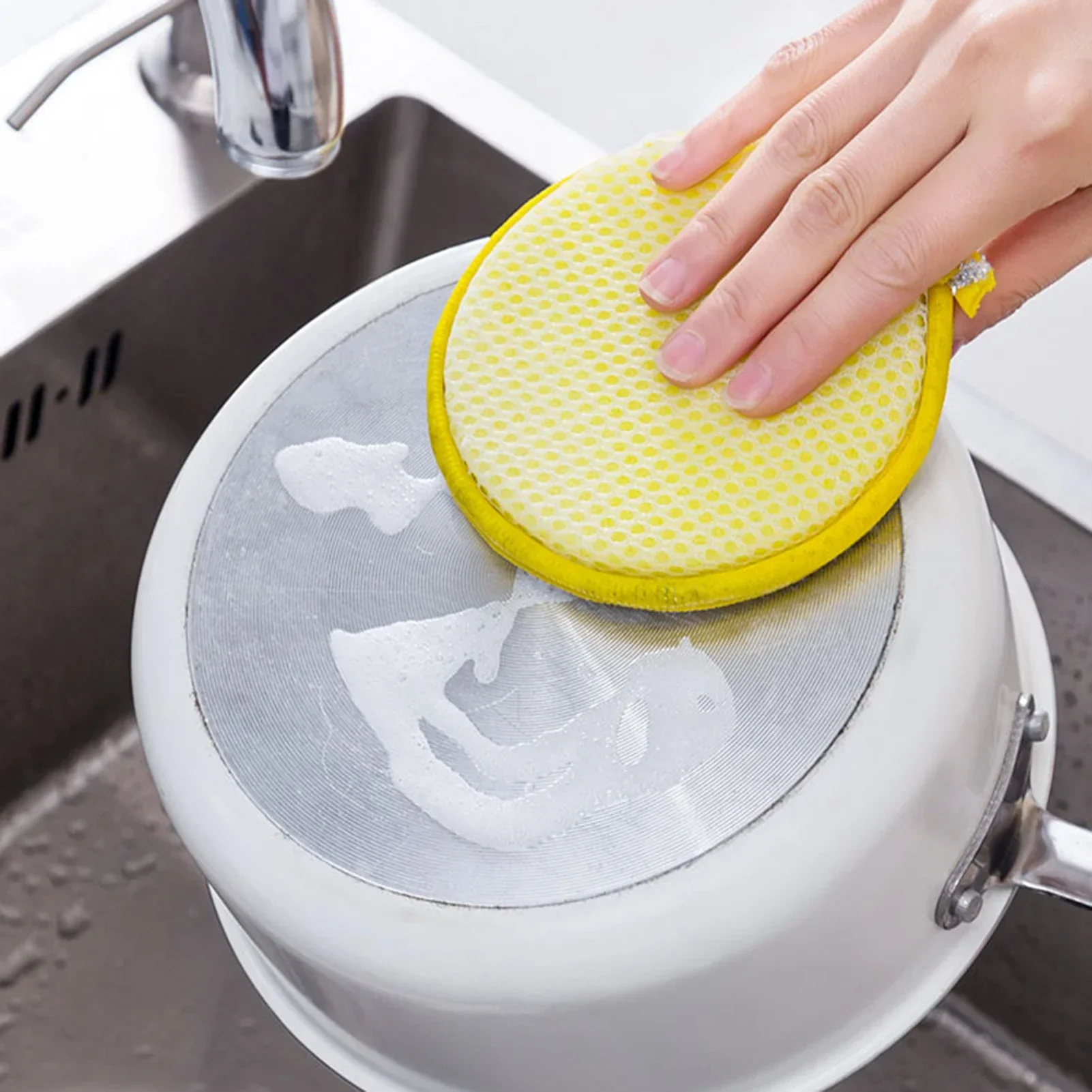 5PCS Double Side Dishwashing Sponge Dish Washing Brush Pan Pot Dish Wash Sponges Household Cleaning Kitchen Tools