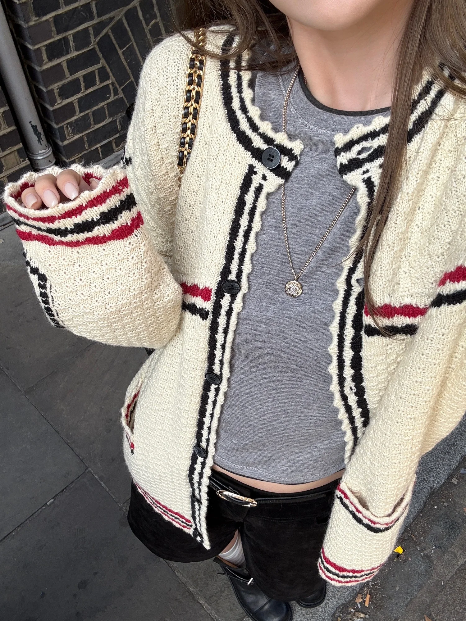 

Ceeyou College Sle Лоскутный шелковый кардиган из австралийской шерсти Thiened Long Sve круглый осенний свитер с открытой передней частью