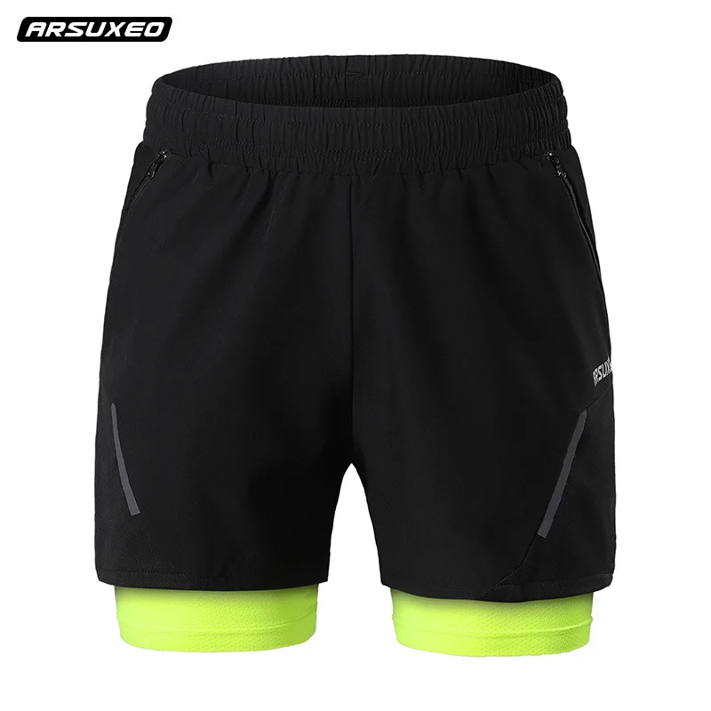 ARSUXEO Cycling Short Clothing Running Gym Shorts Breathable Reflective Quick Drying Cycling Outdoor Sports Shorts