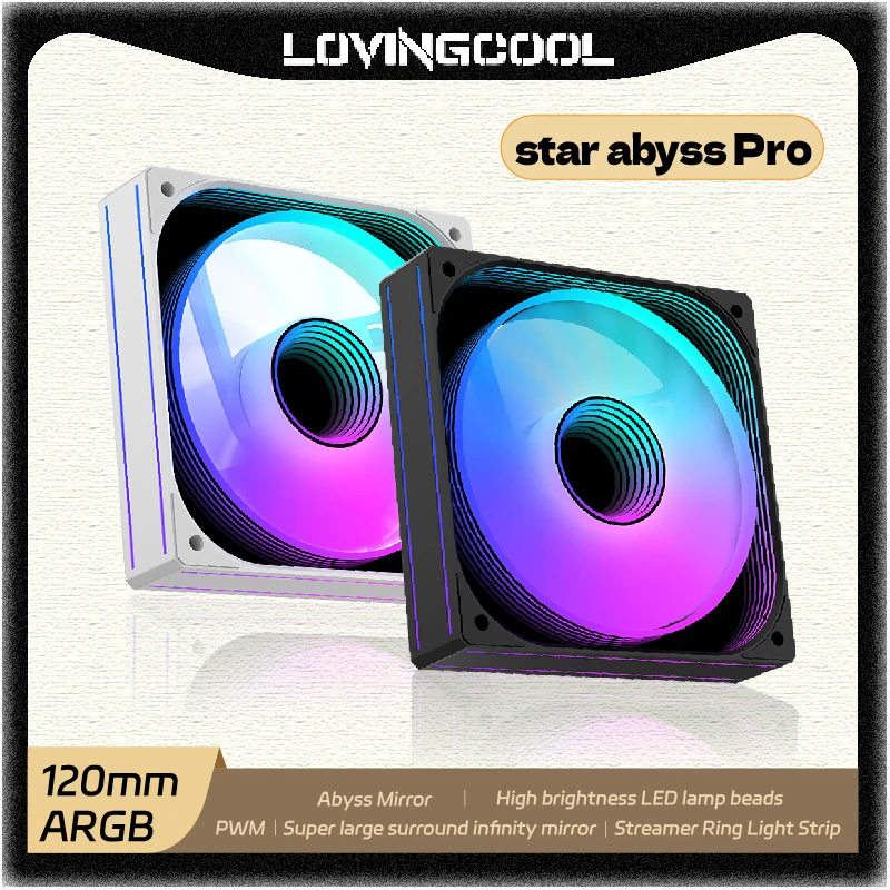 LOVINGCOOL Star Abyss RS Pro PC Fan 120MM ARGB Mute PWM Temperature Control Streamer Ring Light Strip Computer Case Fan 12V