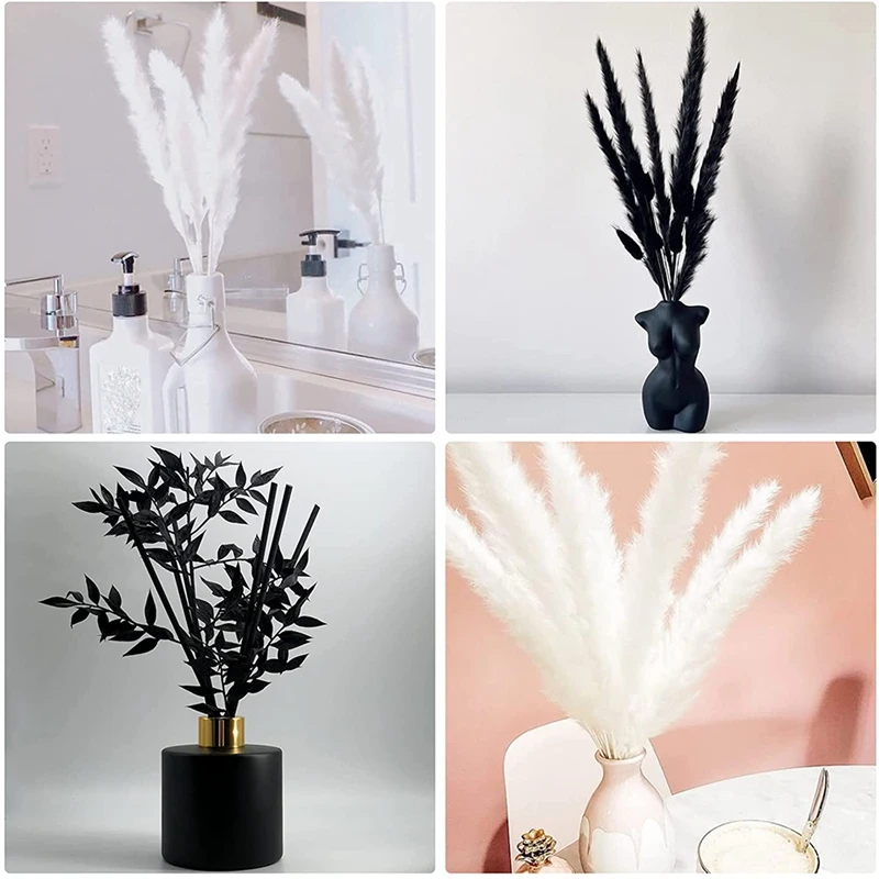 Pampas Grass, Charm Pampas Grass Decor For Room, Office, Party And Other Space (Black And White)