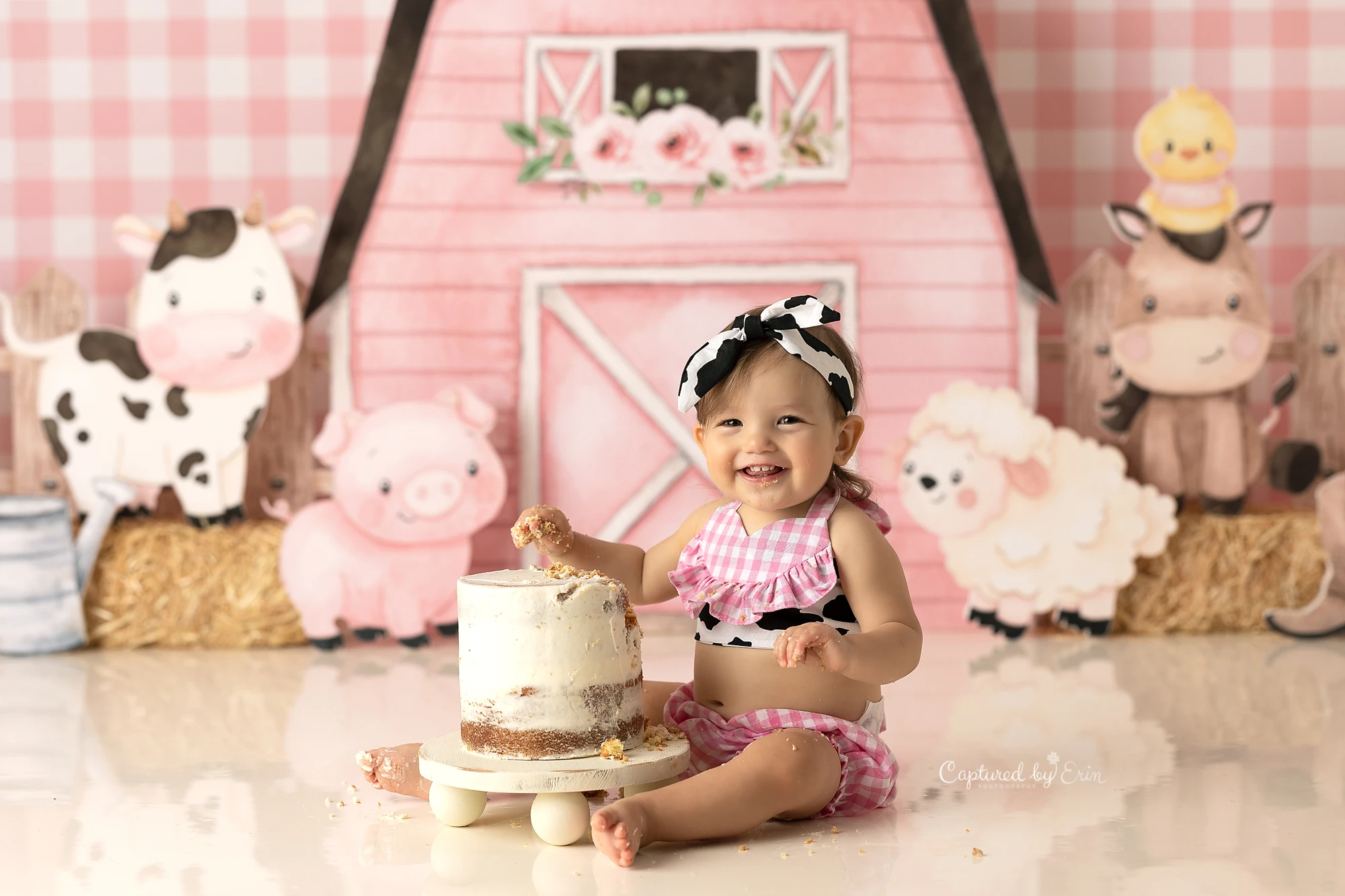 Rural Farm Backgrounds Spring Barn Cake Smash Kids Adult Photography Props Child Baby Photocall Pig Cattle Sheep Photo Backdrops