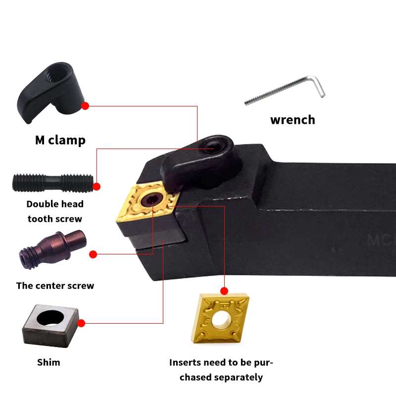 MCFNR2020K12 MCFNL2020K12 MCFNR2525M12 External Round tool bar CNC turning tool bar CNMG Carbide Inserts lathe tool Set