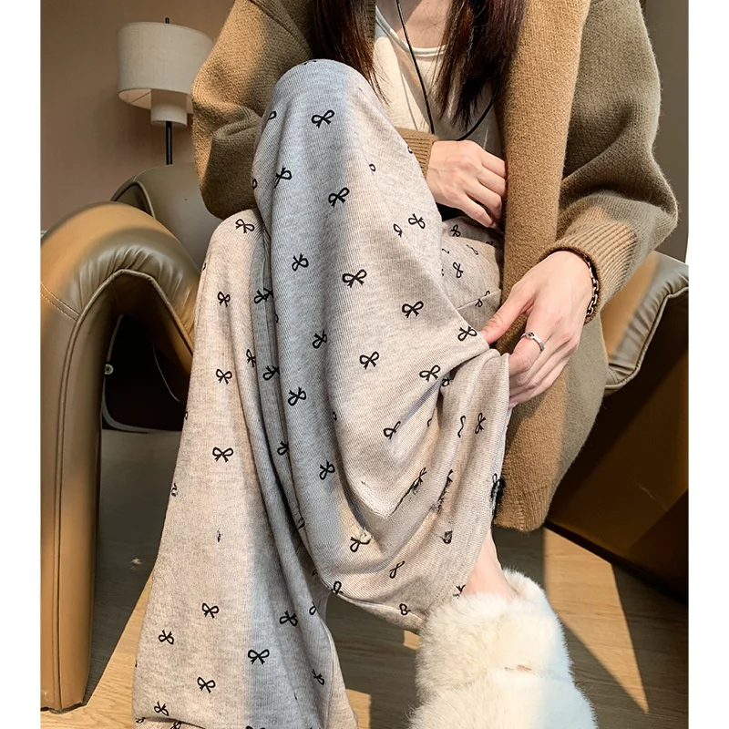 

Женские свободные брюки с широкими штанинами для весенне-осеннего сезона, струящиеся, комфортные, маленьких размеров, с завязками, повседневные брюки-палаццо