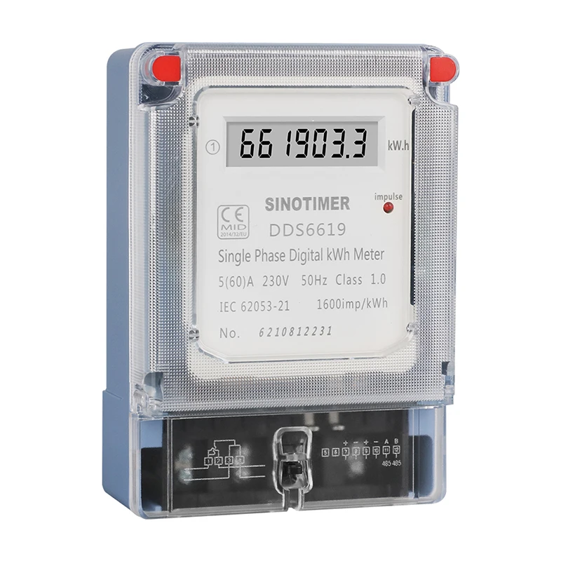 NEW Design Din Rail Single Phase Digtial Electronic Energy Meter AC 220V 60A kWh Counter Consumption Electricity Gague 50HZ