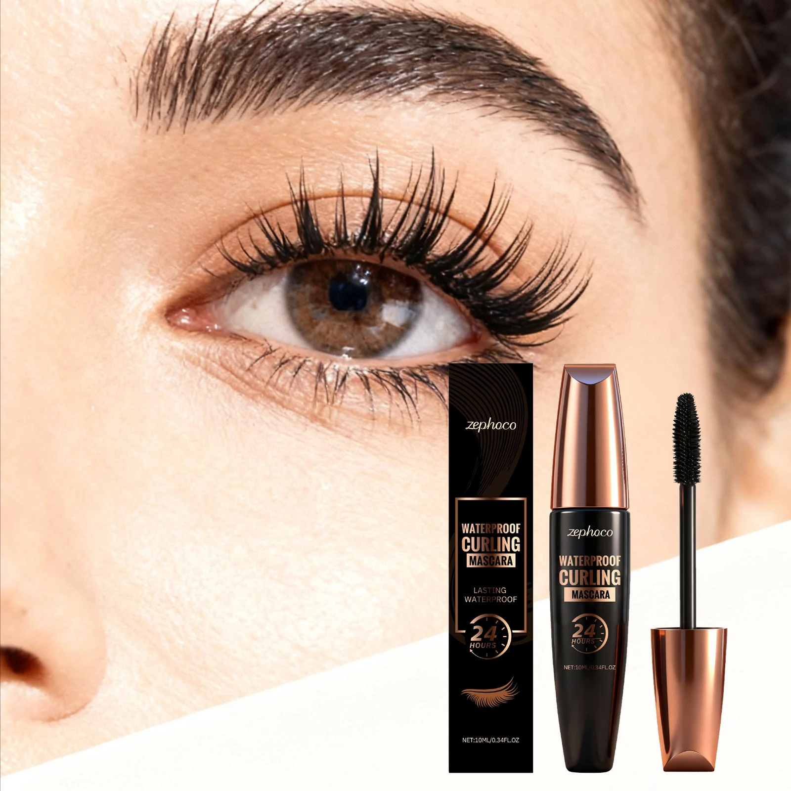 Mascara Naturally Smooth, Curled Eyelashes Waterproof Sweat Proof Lasting Lengthened Non-caking Eye Black Mascara Cosmetics