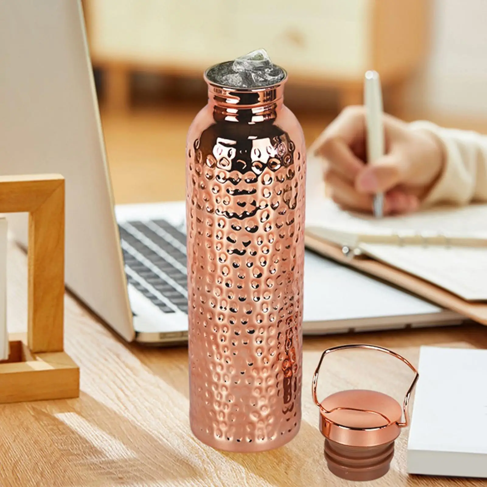 800ml Pure Copper Water Bottle Portable Copper Drinking Bottle For Camping Hiking Travel Outdoor & Indoor, Home Kitchen
