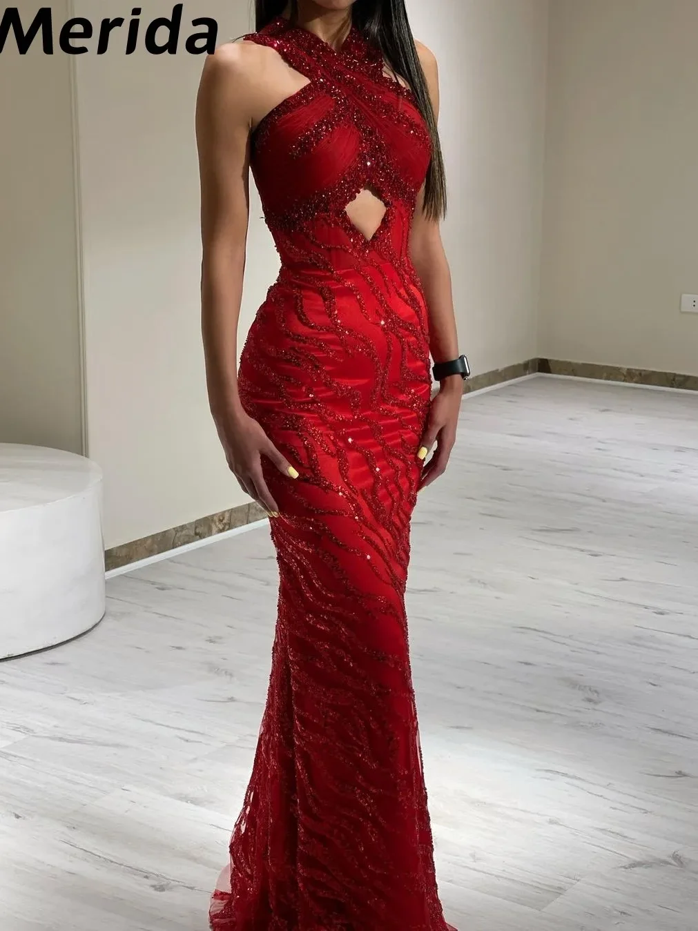 Sequins Evening Dresses Handmade Beads Cut-Out Mermaid Customizable Prom Dresses 2023 Formal Dresses vestidos de graduación