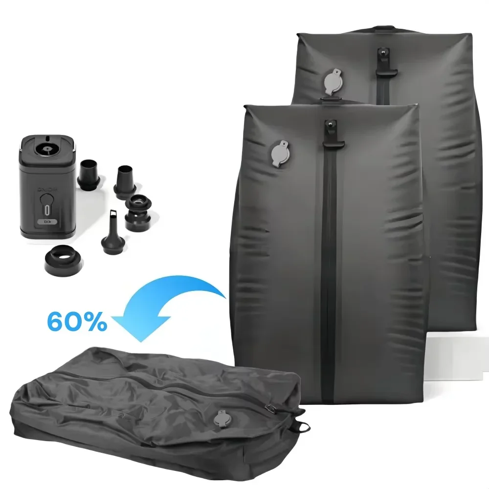 Travel Vacuum Storage Bags,17L-34L Reusable Empty Vacuum Bag for Clothes Outdoor Compression Pack Folding Bag with Air Pump