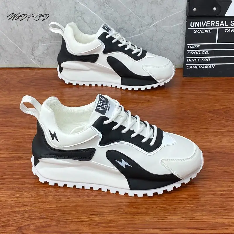 Chunky Sneakers Men Designer Cover Bottom Shoes Fashion Casual Microfiber Leather Fabric Upper Increased Internal Platform Shoes