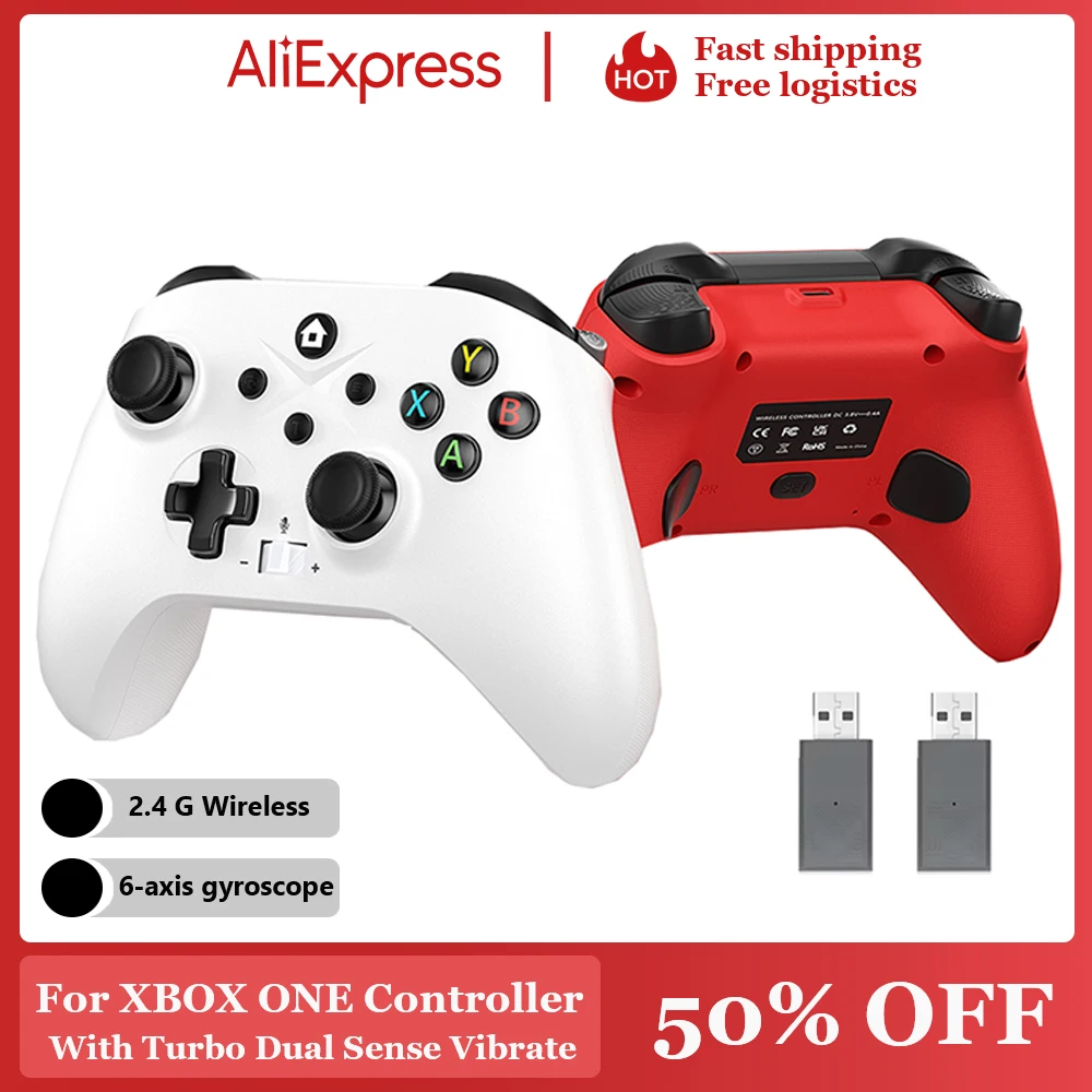 

Беспроводной геймпад 2,4 ГГц для Xbox One Series X/S/PC/Steam, 6-осевой гироскоп с двойными вибро турбо игровыми консолями, контроллер, джойстик
